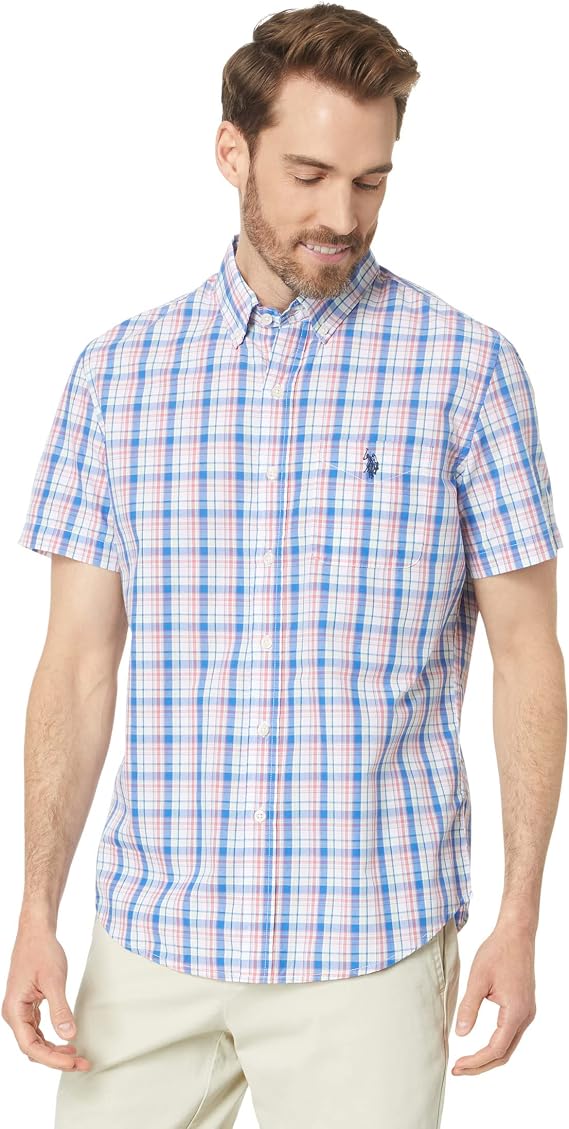 U.S. POLO ASSN. Short Sleeve CVC Yarn-Dye Poplin Woven Shirt