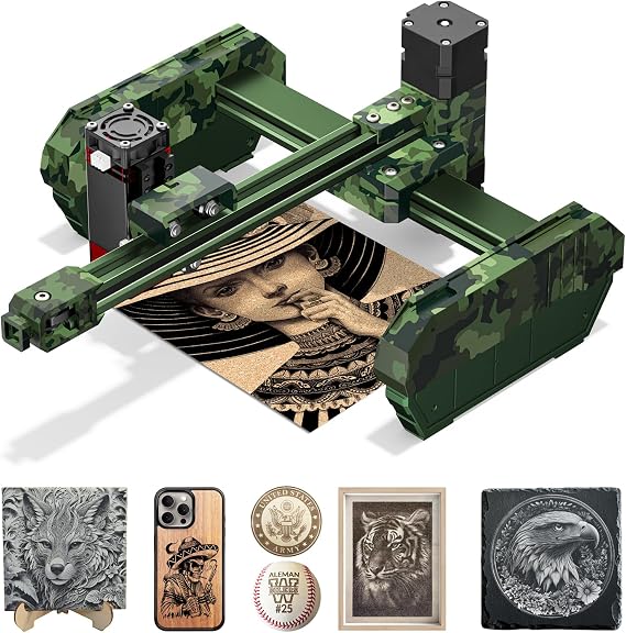 AlgoLaser 6W Portable 95% Pre-Assembled Laser Engraving Machine High-Speed 8000mm/min, 0.1 x 0.02mm Compressed Spot,5.9 x 5.9 inch Working Area with APP Control,Engraving for Wood,Metal,Glass
