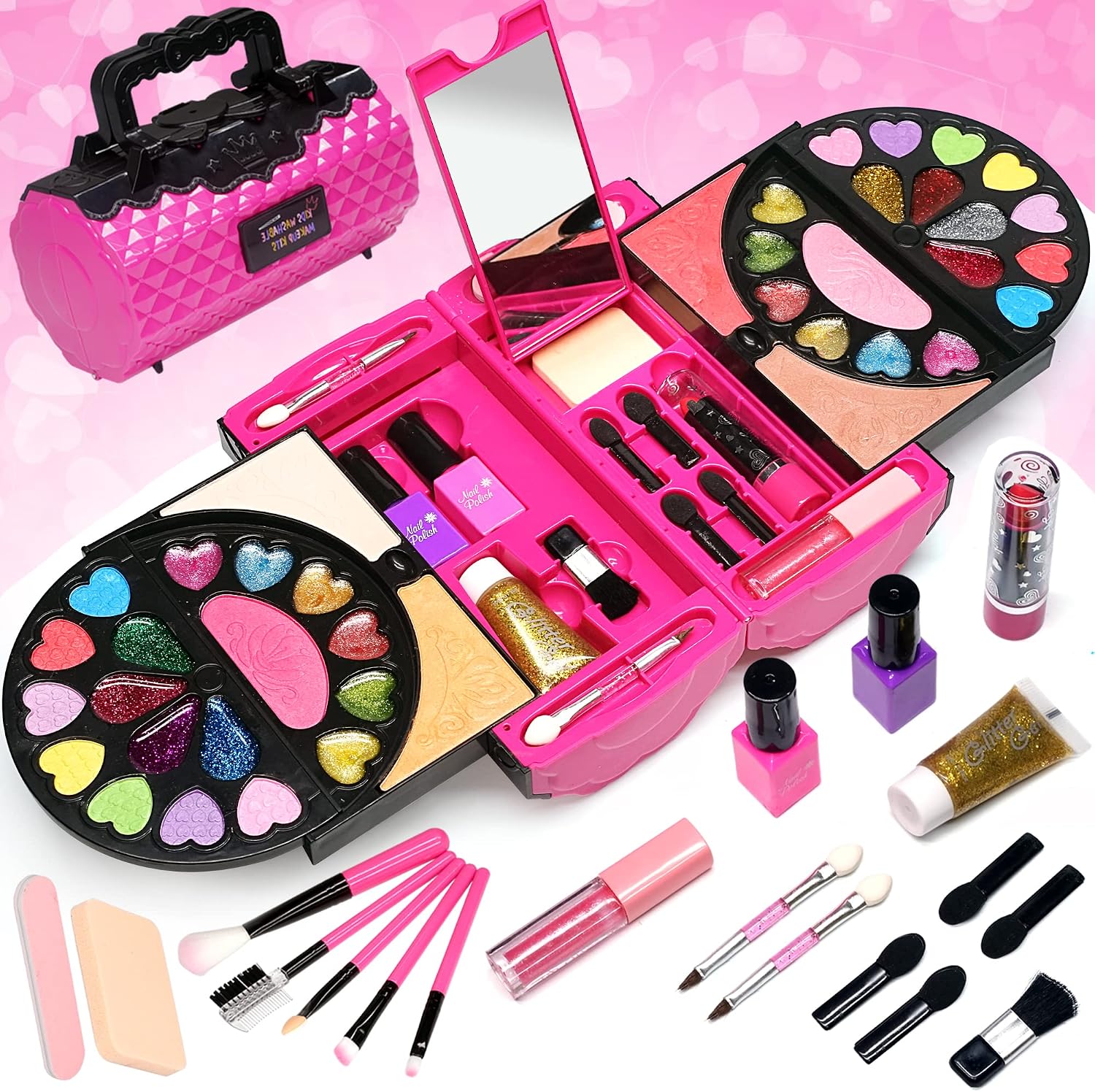 pretend makeup set Fake Make Up - Girls Makeup Set for Kids Girl Children Princess Play Makeup Game Christmas Birthday Gifts for 3-10 Years Old Girls Gift