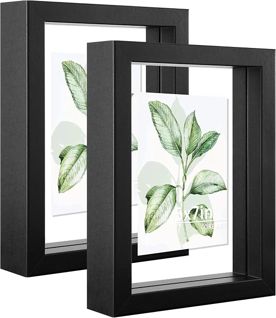 CORE ART 5x7 Floating Picture Frame 2 Pack, Black