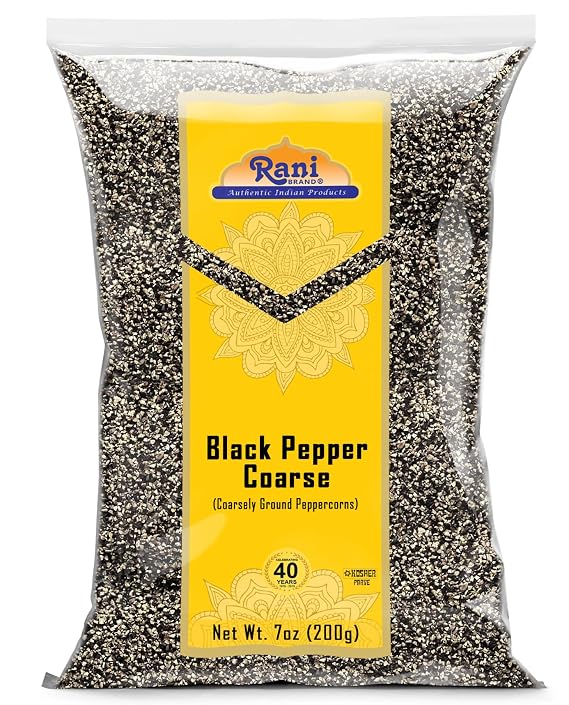 Rani Black Pepper Coarse Ground 28 Mesh (Table Grind) 7oz (200g) ~ All Natural | Vegan | Gluten Friendly | NON-GMO | Kosher | Product of Vietnam