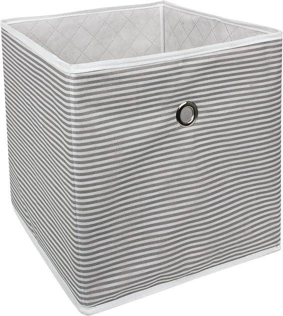 Market Gate Multi-Purpose Shelf Organizer Box Basket (Grey Striped)