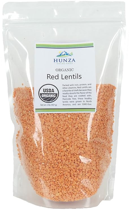 Organic Red Lentils - 2lbs (Hunza)