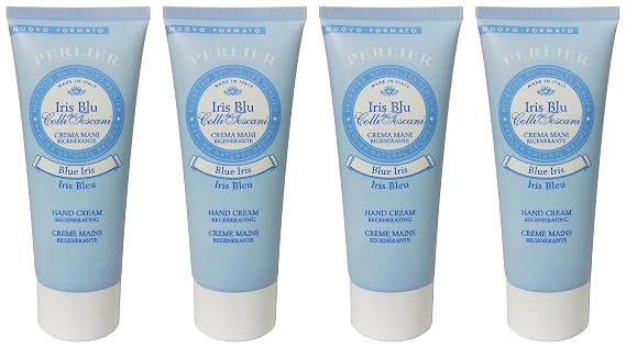 Perlier:"Iris Blu dei Colli Toscani" Regenerating Hand Cream, Blue Iris Scent - 3.3 Fluid Ounces (100mL) Tubes (Pack of 4) [ Italian Import ]