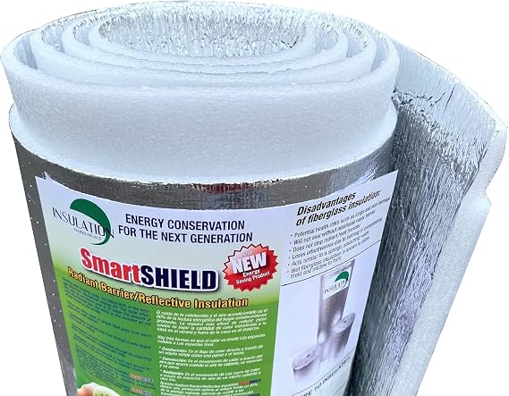 SmartSHIELD -20mm 48" X10ft Reflective Insulation Roll, Foam Core Radiant Barrier, Thermal Foil Insulation Panel - 0.8 Inch Thickness, R-23