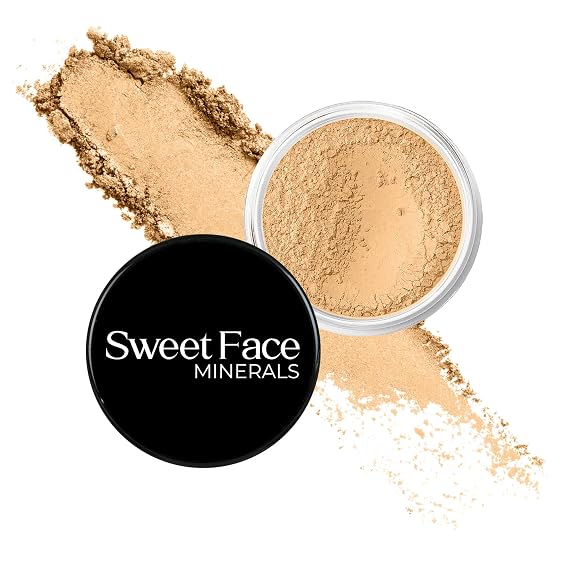 BEIGE FOUNDATION (5g Sample Size Jar) Mineral Loose Powder Foundation Matte Finish, Natural Coverage for Medium Skin Sweet Face Minerals SPF 30