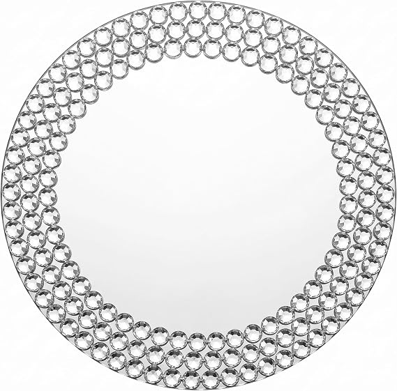 ChargeIt! By Jay 1330039 Framed Charger Large Decorative Mirror Glass Service Plate for Home & Professional Fine Dining Events, Dinner Parties, Catering & Weddings, Round, 13"