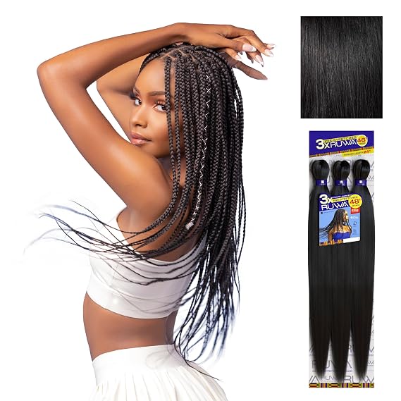 Sensationnel Ruwa Prestretched Braiding Hair-3X 48 Inch,1 pack 1 JETBLACK