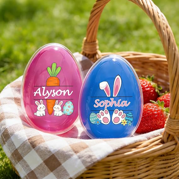 Personalized Easter Egg Shaker 2026 Custom Easter Eggs with Name Empty Fillable Plastic Easter Eggs First Easter, Birthday Gifts For Baby Kids for Easter Hunts Easter decorations