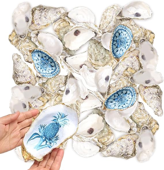 36 Large Natural Oyster Shells 4-5" for Crafts & Decor | 100% natural 4-5" shells. Bulk 36-pack for DIY crafts, beach wedding decor & vase fillers. Unique shapes & textures