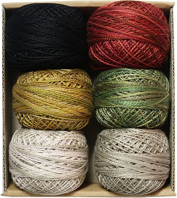 Valdani Perle Cotton Thread Size 12 | Bertie's Year | 6 Colors 109 Yards - Hand-Dyed Embroidery Thread
