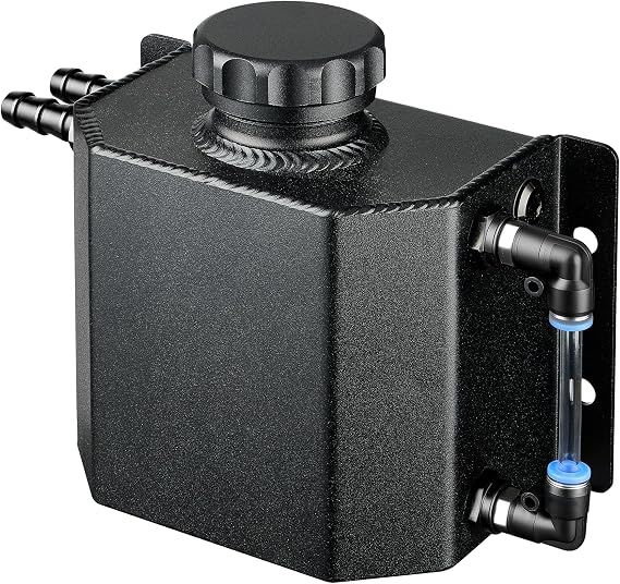 EVIL ENERGY Coolant Overflow Tank, Aluminum Radiator Tank, Reservoir Expansion Tank Universal 1L Black