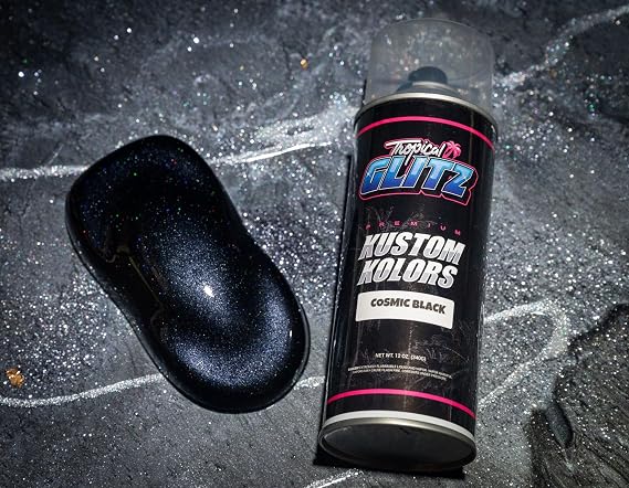 Spray Can 12oz Cosmic Black Basecoat Paint 1:1 Mix Ratio | Professional-Grade Automotive Paint with High Gloss Finish - Polyurethane