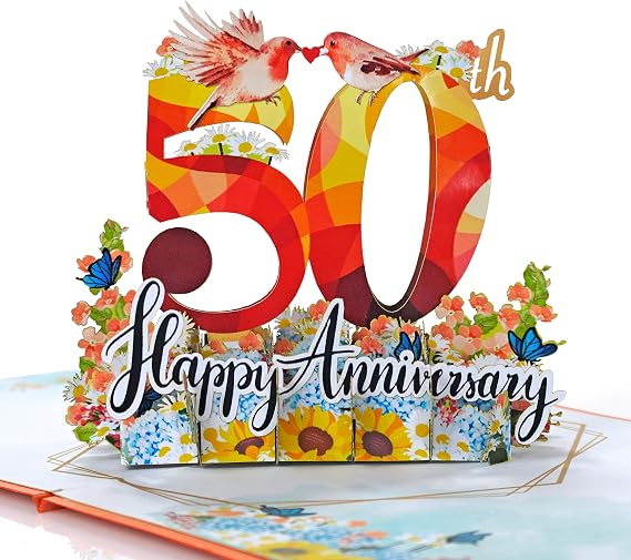 CUT POPUP 50th Anniversary Cards Pop Up, 3D Romantic Love Cards, Wedding Anniversary Card, Valentines Day Card for Her Him Couple Wife Husband Parent US8-SD132-50US
