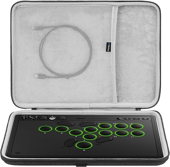 Geekria Hard Shell Travel Case Compatible with Razer Kitsune / 8BitDo All-Button Arcade Controller, Haute42 C16 / M Ultra Gen2 Carrying Bag (Dark Gray)