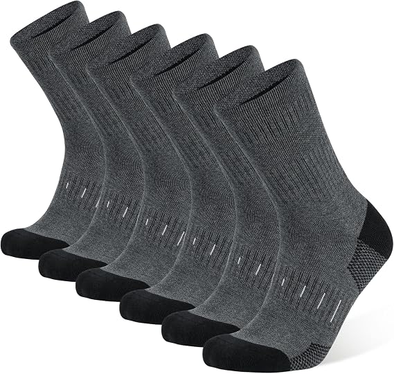 BUDERMMY Mens Socks Cushioned Work Socks Walking Socks Womens Crew Athletic Socks for Outdoor Hiking Trainer Running