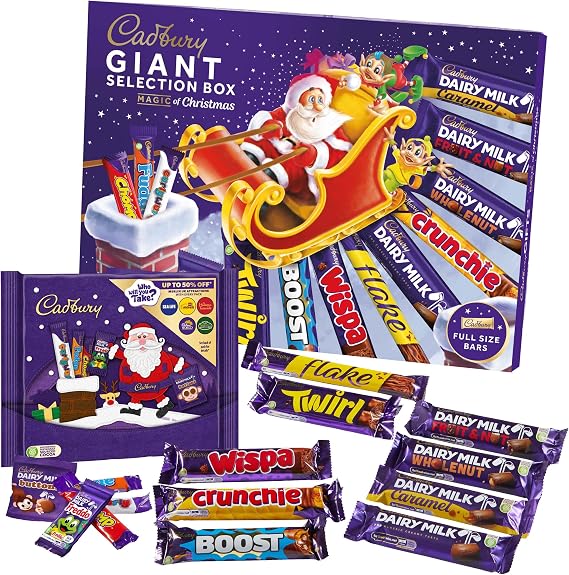 Cadbury Giant Christmas Selection Box By Cadbury Gifts Direct - Cadbury Dairy Milk, Twirl, Wispa, Flake, Crunchie & More. Great for Sharing or Gifting