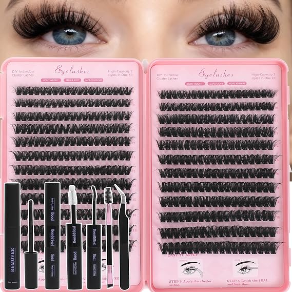 Natural Lash Clusters Kit 80D+100D Wispy Lashes Clusters Eyelash Extension