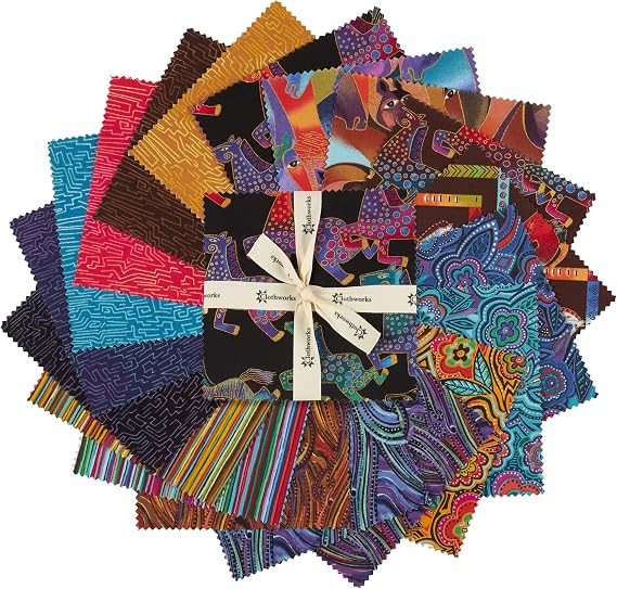 Clothworks Fiesta Horses 5'' Squares 42pcs, Multi