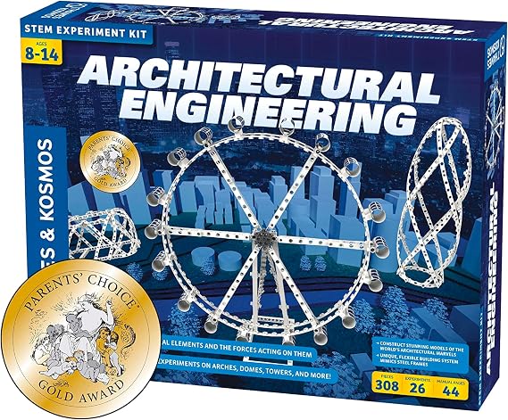 Thames & Kosmos Architectural Engineering, Kids Science Kit, Learning Resources About Architectural Design, STEM Toys for Science Experiments, Age 8+, Silver