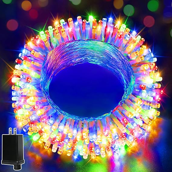 Ollny Christmas Lights 200LED 60FT Indoor, Multicolor Connectable Plug in String Light Outdoor, 8 Modes Waterproof Timer LED Fairy Lights for House Outside Bedroom Patio Balcony