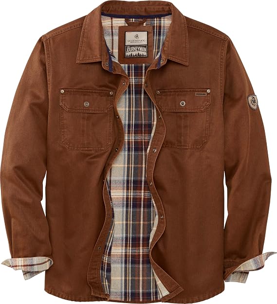 Legendary Whitetails Men's Flannel Lined Shirt Jacket Waxed Cotton Water Resistant Shacket Jacket