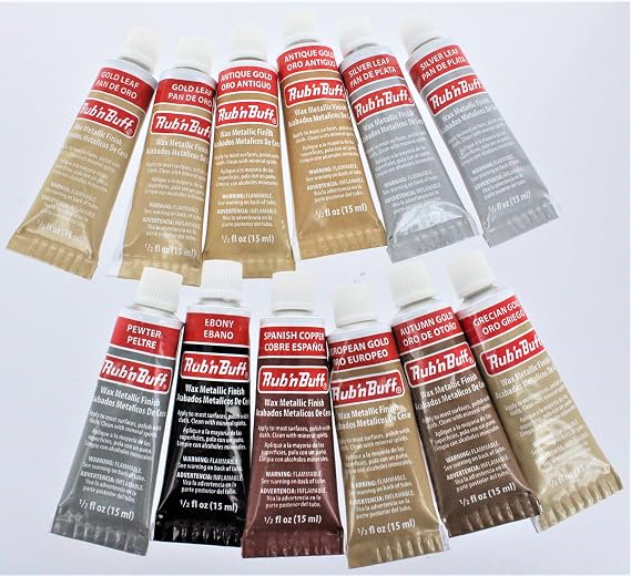 Rub N Buff Wax Metallic Finishes 12 Color Sampler Set
