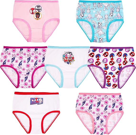 Marvel girls Spiderman and Ghost Spider Toddler 7-pack of 100% Combed Cotton Panties in Sizes 2/3t, 4t & 5t