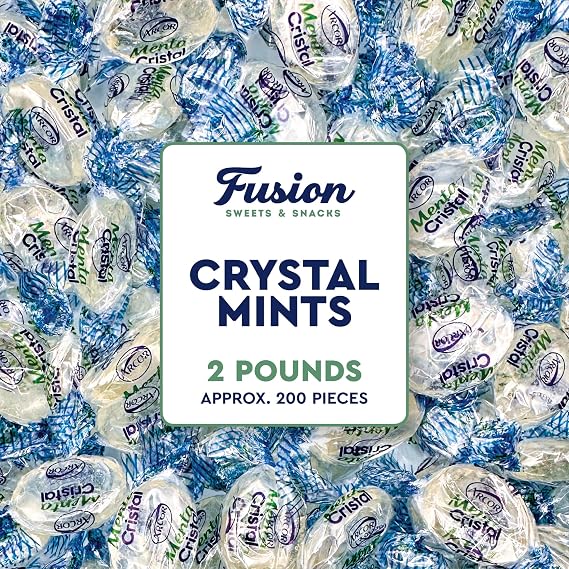 Arcor Crystal Blue Mint Candy, 2 Pound Bulk Bag, Individually Wrapped