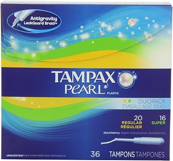 Tampax Pearl Plastic Duopack, Regular/Super, Unscented, 36-Count