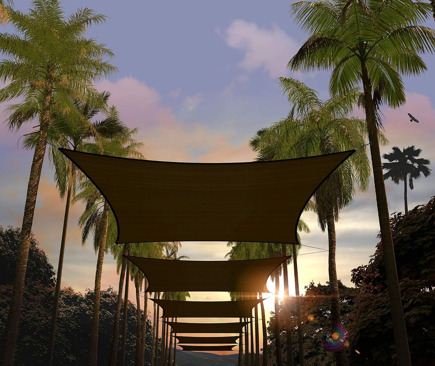 Amgo Custom Size 10 x 12 Black Rectangle Square Sun Shade Sail UPF50 AGTAPR1013, Order to Make Canopy Awning, 95% UV Blockage, Water & Air Permeable, Commercial and Residential We Customize