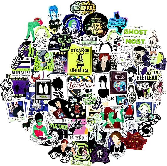Conquest Beetlejuice Never Trust The Living Decal Pack | 60-Pack Unique Vinyl Stickers, Waterproof, UV & Scratch Resistant, Great for Gadgets, Officially Licensed
