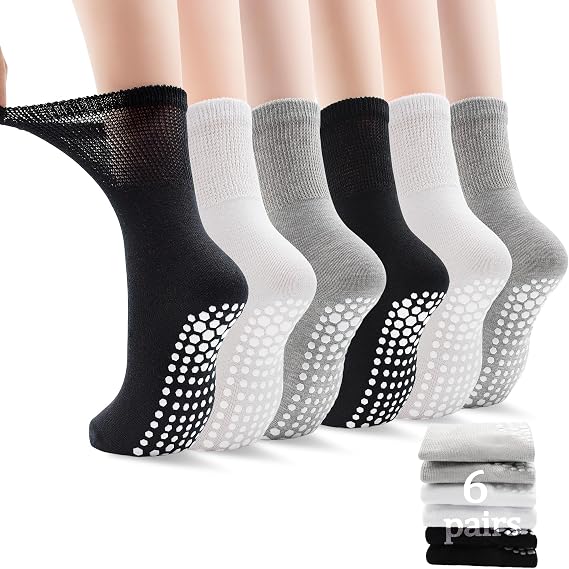 ELUTONG Pilates Grip Socks for Women Non Slip Yoga Grippy Socks Woman for Pure Barre Ballet Dance Hospital 6 Pack