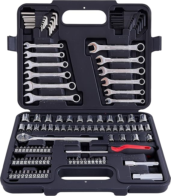 MECHMAX 121-Piece Mechanics Tool Set, 1/4 & 3/8-Inch Drive