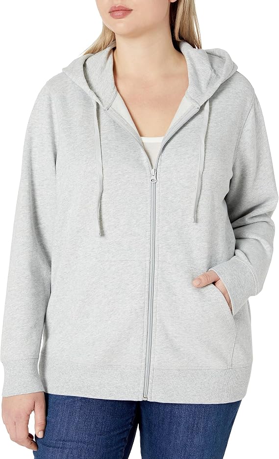 Amazon Essentials Women's Midweight Fleece Full-Zip Hoodie with Drawstring (Available in Plus Size)