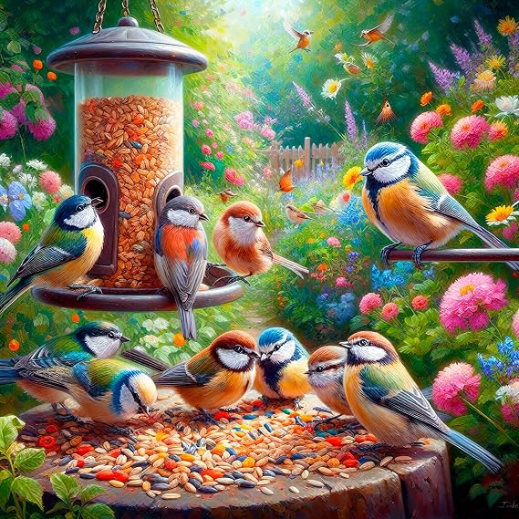 Jigsaw Puzzles for Adults 1024 Pieces, Feed Bird Interlock Perfectly No Dust, Home Decors Family Challenge Toys for Men Women Elders Seniors (19.6"x19.6"), 1:1 Poster