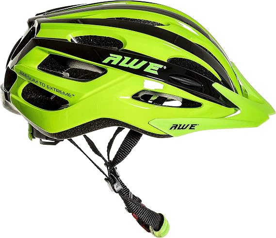 AWEAir™ Bike Helmet MTB Helmet Adult Mens Womens 55-58cm Bicycle Helmet Black/Green Medium Adjustable Lightweight In Mould *AWE 5 year Crash Replacement Policy, CE-EN 1078:2012:A1:2012 standard