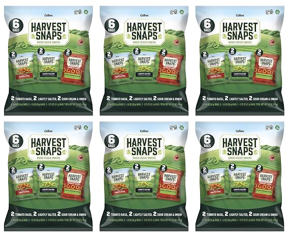 Harvest Snaps Veggie Chips (Mixed Multi-Packs) | Tomato Basil, Lightly Salted, Sour Cream & Onion | Powered by Plant Protein, Gluten Free Baked Vegetable Crisps | Made in USA | 36 Snack Packs