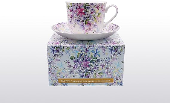 Bone China Breakfast Cup/Saucer Malvern Gift Boxed Postage Free UK