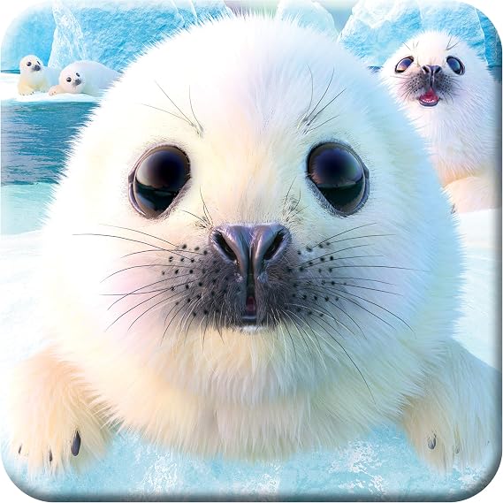 3D LiveLife Cork Coaster - Seal Pups from Deluxebase. Drinks Coaster with Lenticular 3D Animal Image. Non-Slip Protective Table Drink Mat for Home Decor and Decorative Accessories.