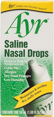 Ayr Saline Nasal Drops, 1.69-Ounce Bottles Pack of 6