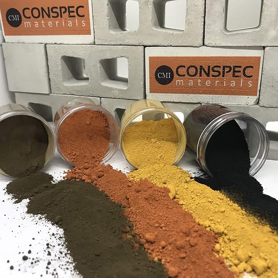 8-oz. Mixed Colors Powdered Color for Concrete, Cement, Mortar, Grout, Plaster Brown, Jet Black, Yellow, Terracotta, Colorant, Pigment