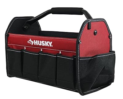 Husky 398821 82042N12 15 600 Denier Tool Tote with 10 External Pockets and Center Handle