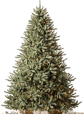 Balsam Hill 9ft Pre-Lit Classic Blue Spruce - Artificial Christmas Tree with 1500 LED Clear Lights, Easy Plug Technology, Premium Stand for Indoor Holiday Decorating