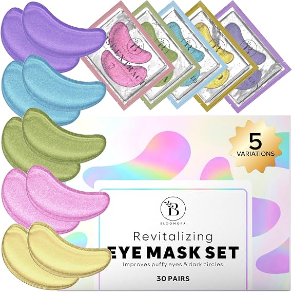BLOOMORA Variety Under Eye Patches (30 Pairs) - Dark Circles & Puffy Eyes Care - Eye Care Mask for Refreshment - 5 Varieties