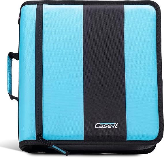 Case-it Classic Zipper Binder | 2-Inch O-Rings, 350 Sheet Capacity, Multiple Storage Pockets & Shoulder Strap | School & Office Organizer | D-251 Teal