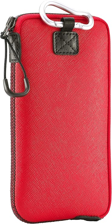 OneJoy Neoprene Cell Phone Pouch, Phone Wallet, Lightweight & Protective Mobile Phone Sleeves for iPhone & Samsung Durable Phone Bag, Zipper Opening with a Clip & Puller with Inner Pocket [Red]