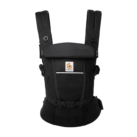 Ergobaby Adapt Babytrage für Neugeborene ab Geburt 3-Positionen SoftFlex Mesh Ergonomische Babybauchtrage Rückentrage Baby-Tragetasche Onyx Black