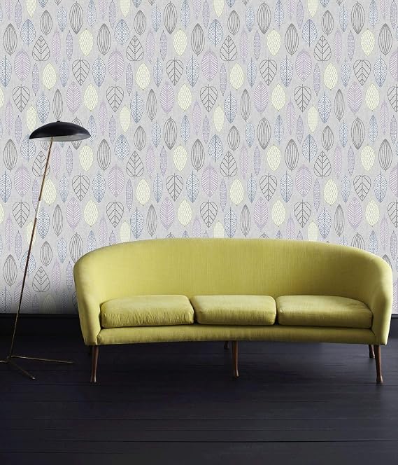 Graham & Brown Highland Scandi Leaf Lilac Wallpaper