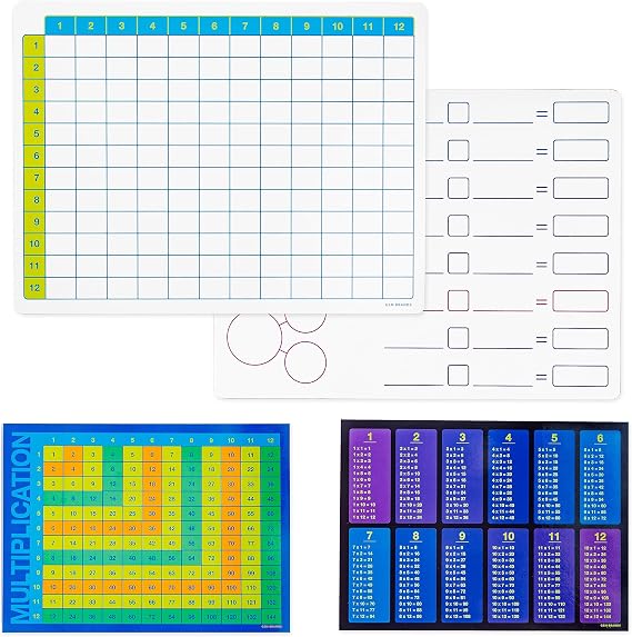 Dry Erase Multiplication Board 9x12in Double Sided Whiteboard with Chart for Classroom and Homeschool